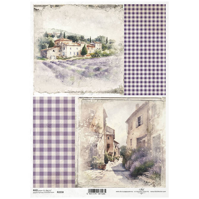 Papier ryżowy do decoupage A4 ITD R2238 widoczki lawendowe pola