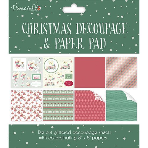 Zestaw papierów i elementów Christmas Decoupage & Paper Pad - Green