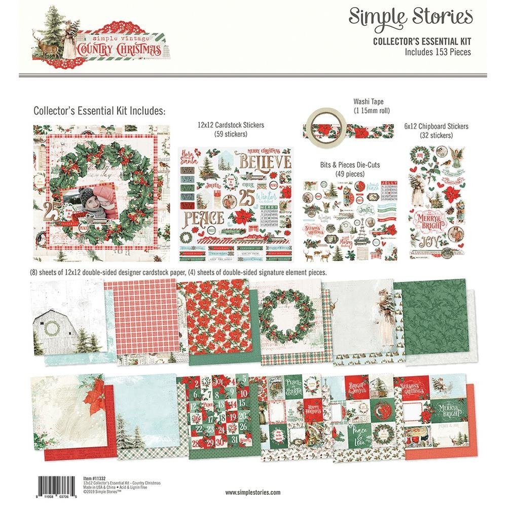 Zestaw papierów 30x30 i dodatków - Simple Stories - Country Christmas Basic