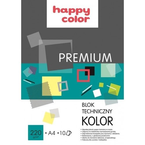 Blok techniczny kolor A4 10ark Premium, 220 g - Happy Color