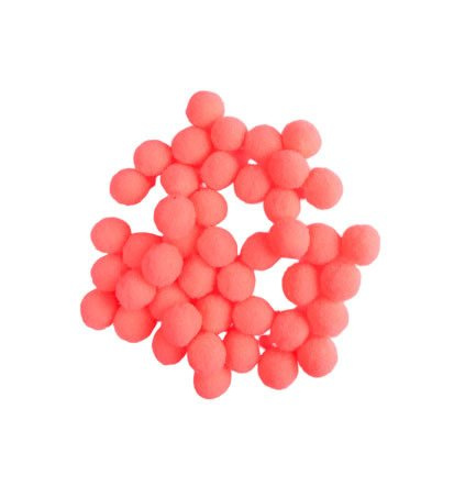 Klein POMPONS 48Stk./15mm Bommel Bastelmaterial Bälle zum Basteln, korallenfarbe
