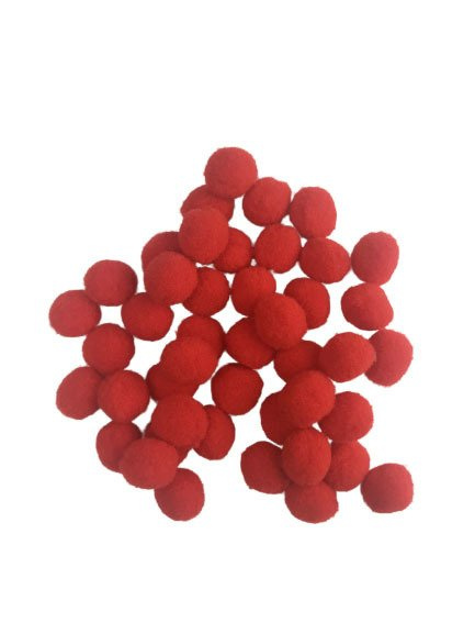 Klein POMPONS 48Stk./15mm Bommel Bastelmaterial Bälle zum Basteln, rot