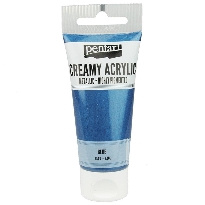 Farba akrylowa cream metaliczna niebieska 60ml - Pentart