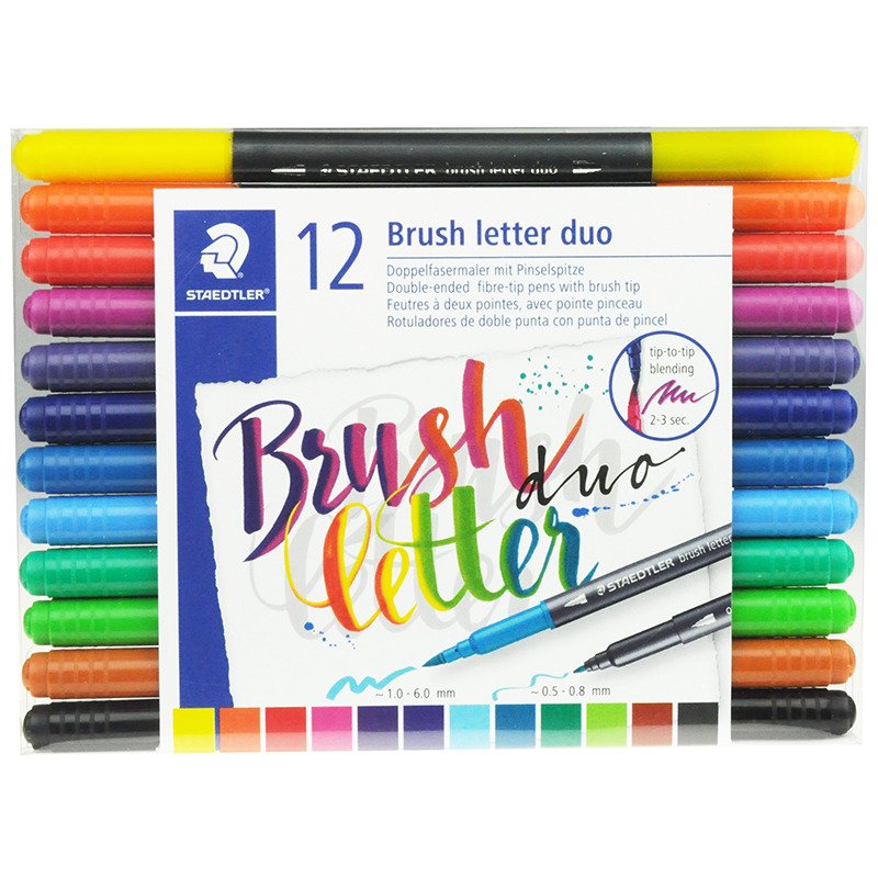 Pisaki dwustronne Brush Lettering Design Journey 12 kolorów