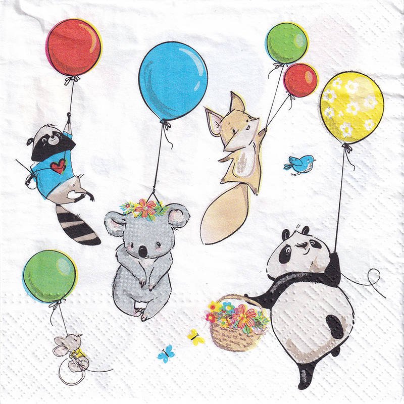 Serwetki dekoracyjne zwierzątka z balonikami 20szt SDL124100
