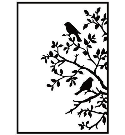 Folder do embossingu - Birds on branch - drzewo, ptaki