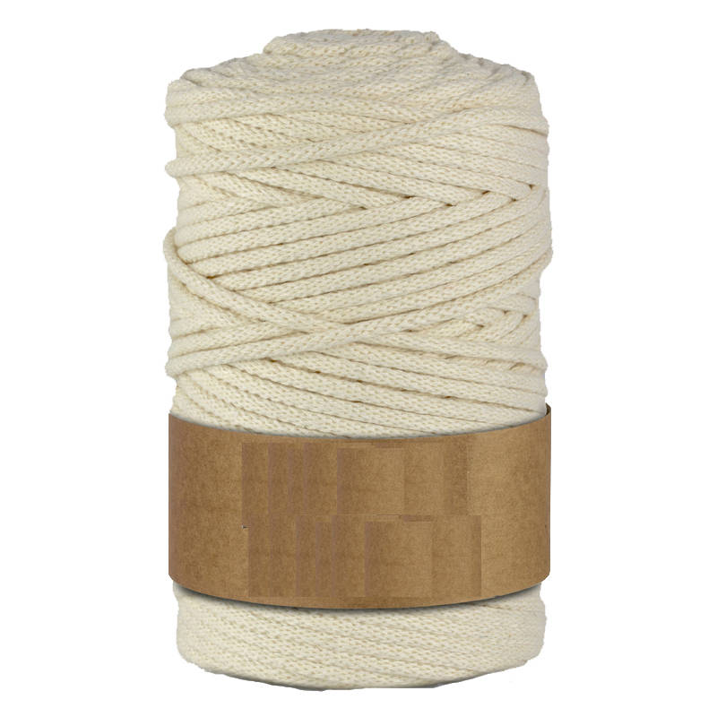 100m Baumwollkordel 5mm Seil aus Baumwolle mit Polyester Kern/Deko Schnur - Elfenbein