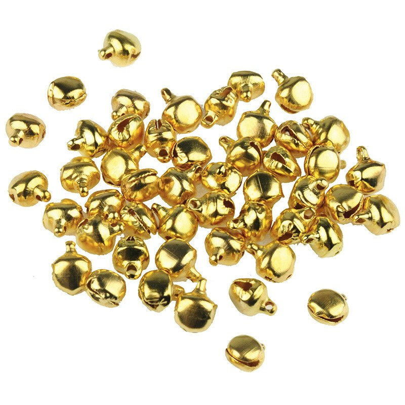 GLÖCKCHEN 50 Stk. Mini Metall Dekoglocken Glocken Schellen Jingle Bells, golden
