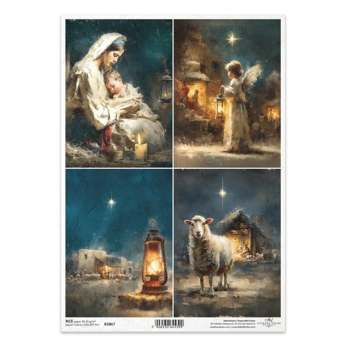Papier ryżowy do decoupage A4 - Maryja, lampa, anioł -  R2867 - Itd Collection  #1