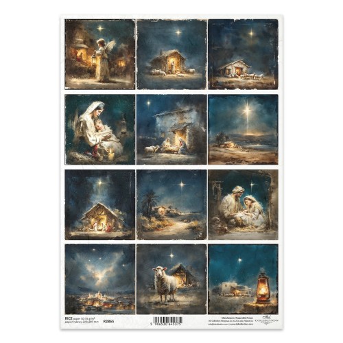 Papier ryżowy do decoupage A4 - szopka, lampa, anioł - R2865 - Itd Collection  #1