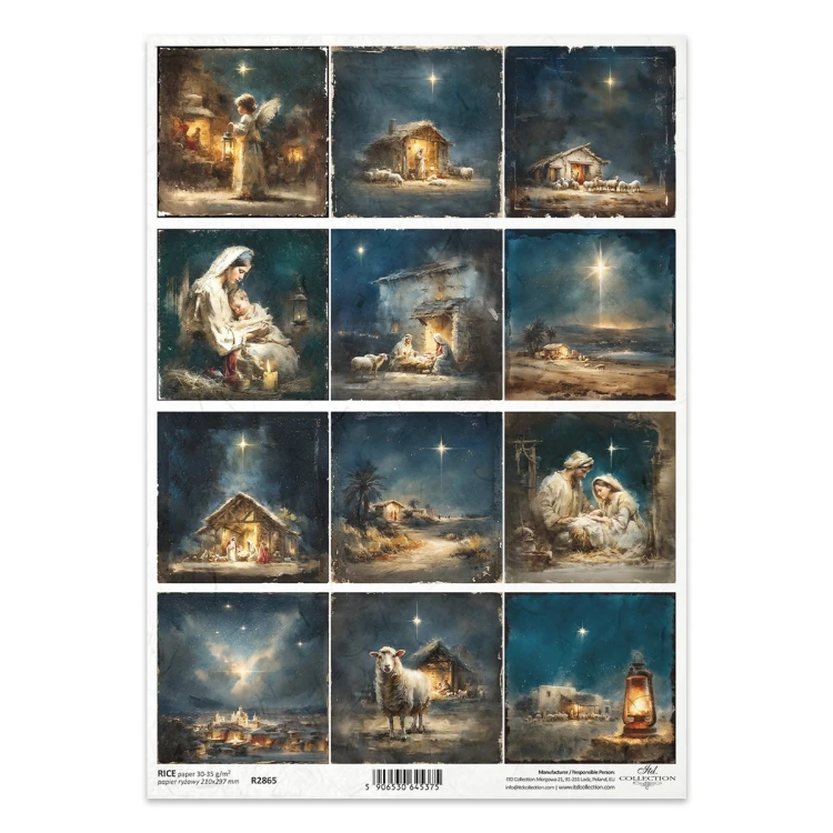 Papier ryżowy do decoupage A4 - szopka, lampa, anioł - R2865 - Itd Collection  #1