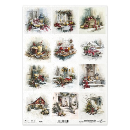 Papier ryżowy do decoupage A4 - łyżwy, sanki, zima -  R2862 - Itd Collection  #1