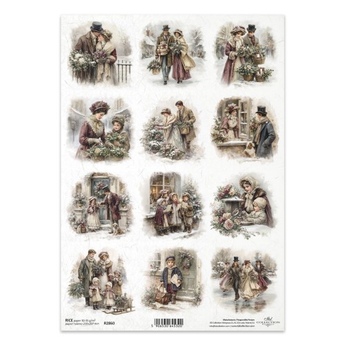Papier ryżowy do decoupage A4 - vintage, dzieci, zima - R2860 - Itd Collection  #1