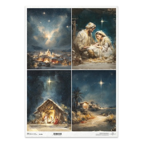 Papier ryżowy do decoupage A3 - Betlejem, stajenka - R1709L - Itd Collection  #1