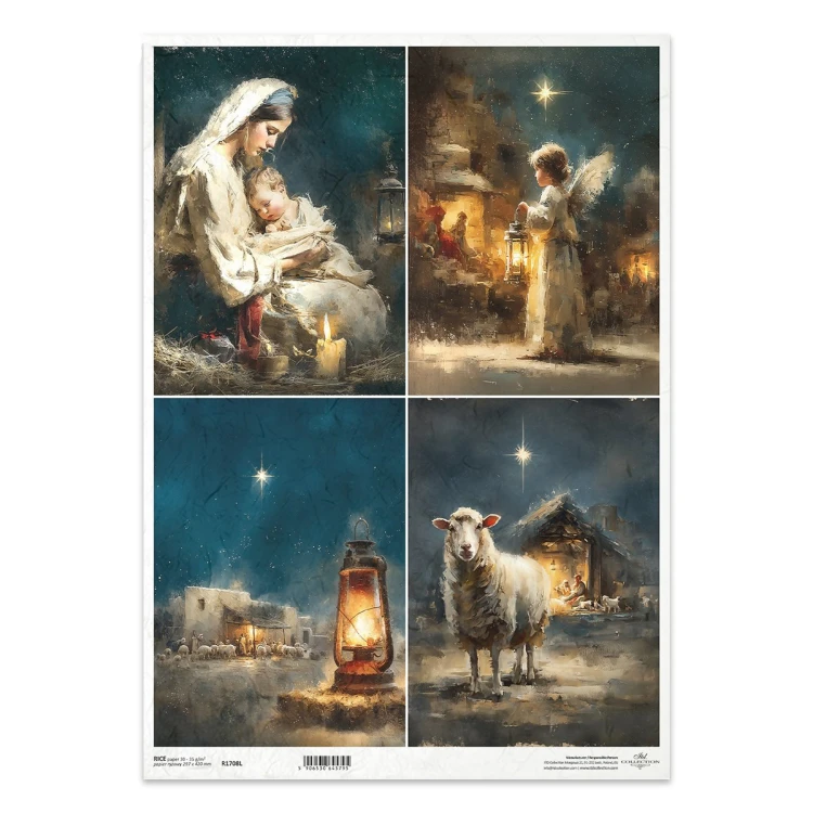 Papier ryżowy do decoupage A3 - lampa, anioł, Maryja - R1708L - Itd Collection  #1