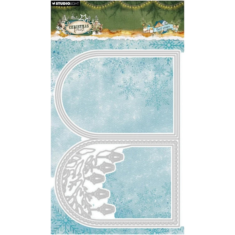 Wykrojnik do papieru - StudioLight - Folded card baza kartki drzewo z lampionami #2