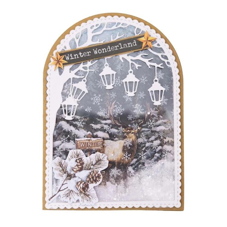 Wykrojnik do papieru - StudioLight - Folded card baza kartki drzewo z lampionami #5