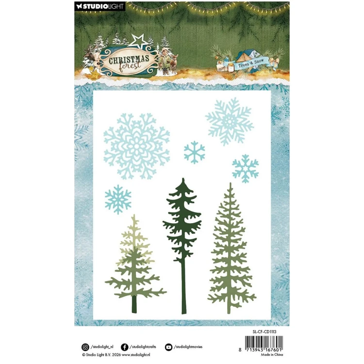 Wykrojnik do papieru - StudioLight - Trees and snow drzewa i śnieżynki #3