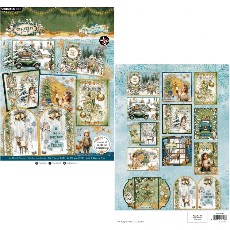 Zestaw papierów do scrapbookingu A4 - Christmas Forest - Studio Light #1