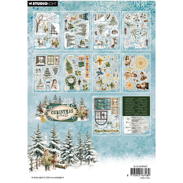Zestaw papierów z elementami do scrapbookingu A5 - StudioLight - Christmas Forest #3
