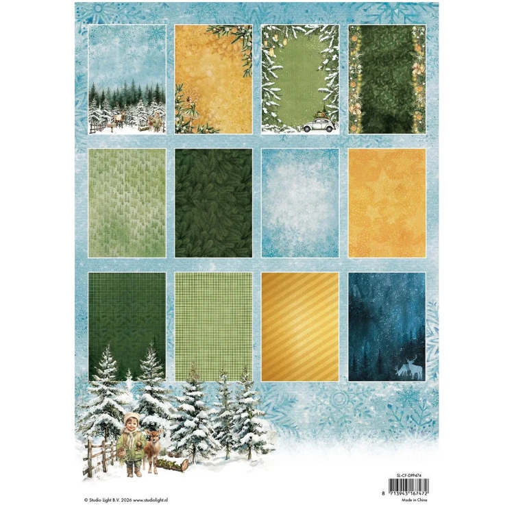 Zestaw papierów do scrapbookingu A4 - Designer paper pad Christmas Forest - Studio Light #3