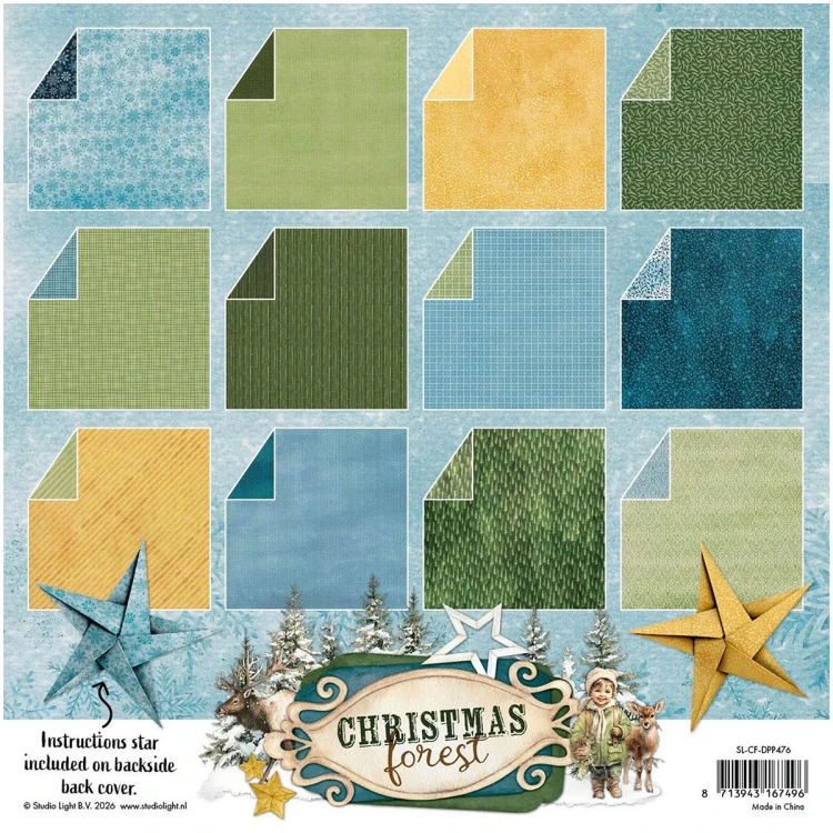 Zestaw papierów do scrapbookingu 20x20 - StudioLight - Origami & Background Christmas Forest #3