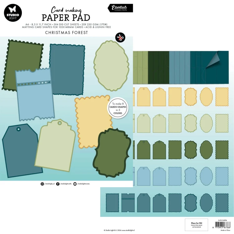 Zestaw papierów do tworzenia kartek 105 x 148 mm - Studio Light - Cottage Christmas Forest Essentials #1