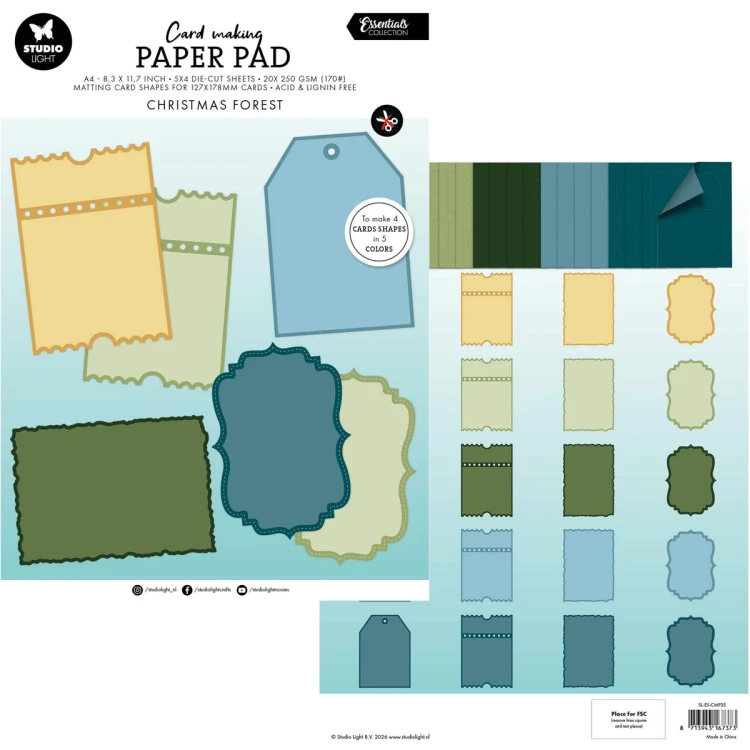 Zestaw papierów do tworzenia kartek 127 x 178 mm - Studio Light - Cottage Christmas Forest Essentials #1