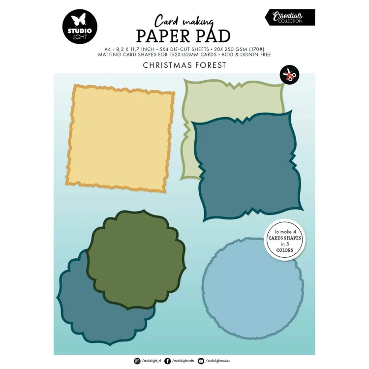 Zestaw papierów do tworzenia kartek 152 x 152 mm - Studio Light - Cottage Christmas Forest Essentials #2