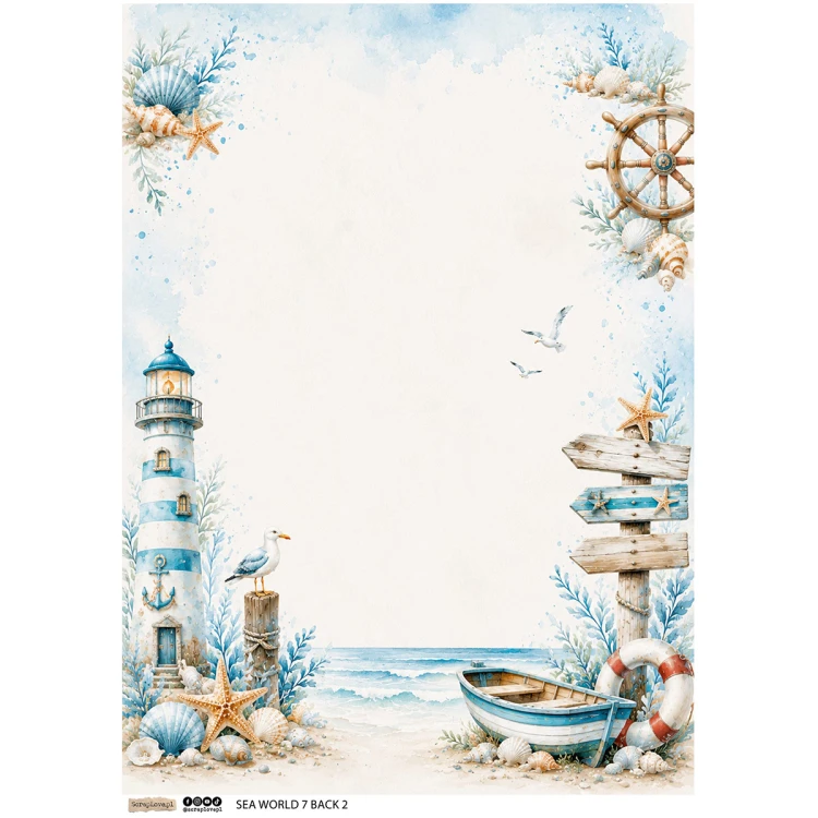 Papier ryżowy A4 - Scraplove - Sea World 7 Background 2 #1