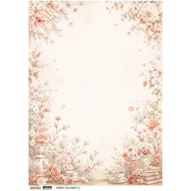 Papier ryżowy A4 - Scraplove - Sweet Tea Party 2  Słodkie przyjęcie herbaciane #1