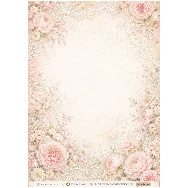Papier ryżowy A4 - Scraplove - Love Story Background 11 #1