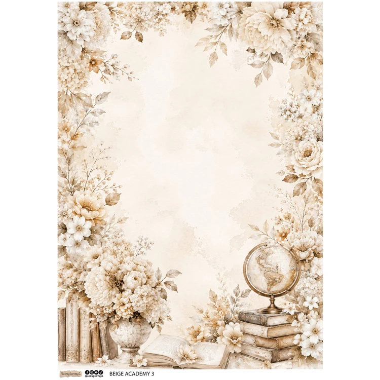 Papier ryżowy A4 - Scraplove - Beige Academy 3 #1