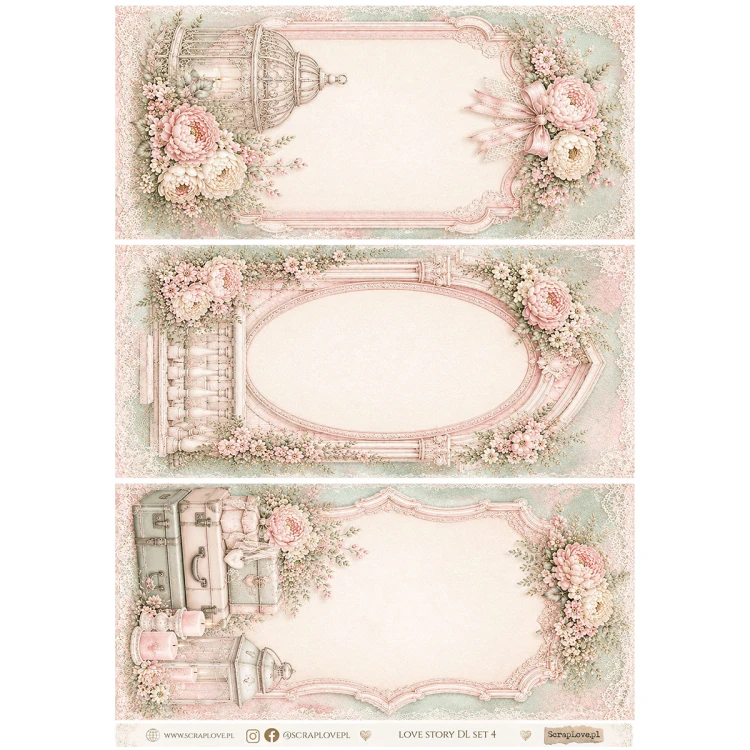 Papier ryżowy A4 - Scraplove - Love Story DL Set 4 #1