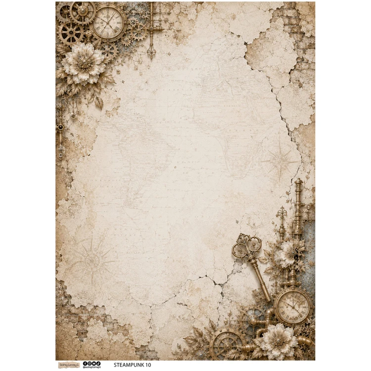 Papier ryżowy A4 - Scraplove - Steampunk 10 #1