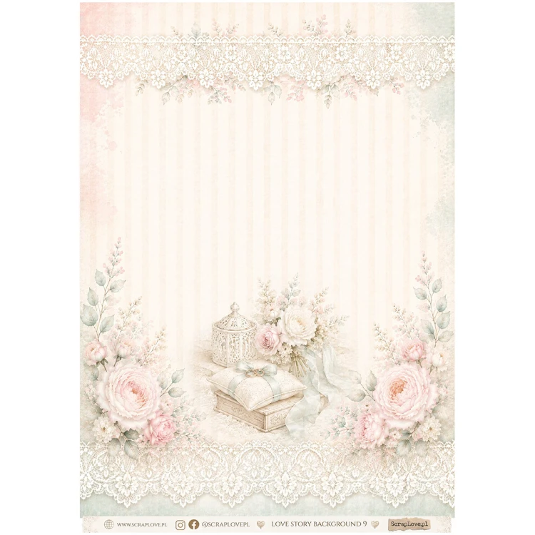 Papier ryżowy A4 - Scraplove - Love Story Background 9 #1