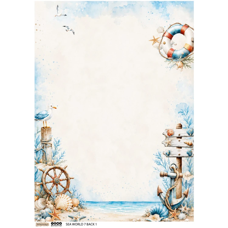 Papier ryżowy A4 - Scraplove - Sea World 7 Background 1 #1