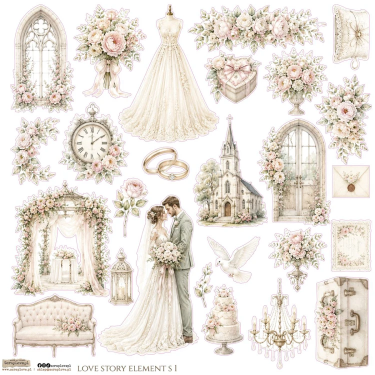 Naklejki papierowe - ScrapLove - Love Story Elements 1 #1
