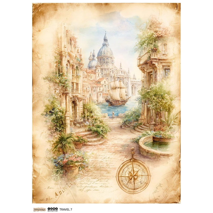 Papier ryżowy A4 - Scraplove - Travel 7 #1