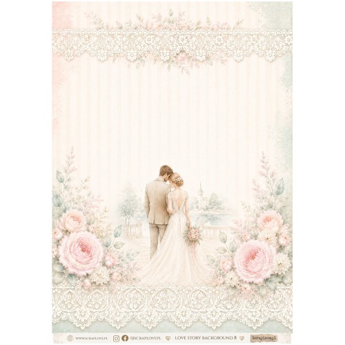Papier ryżowy A4 - Scraplove -  Love Story Background 8 #1