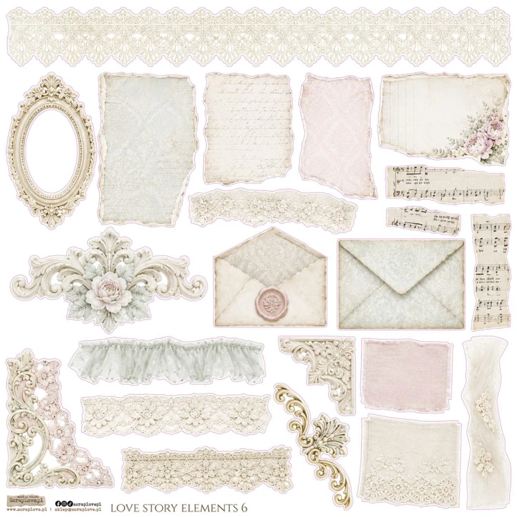 Naklejki papierowe - ScrapLove - Love Story Elements 6 #1