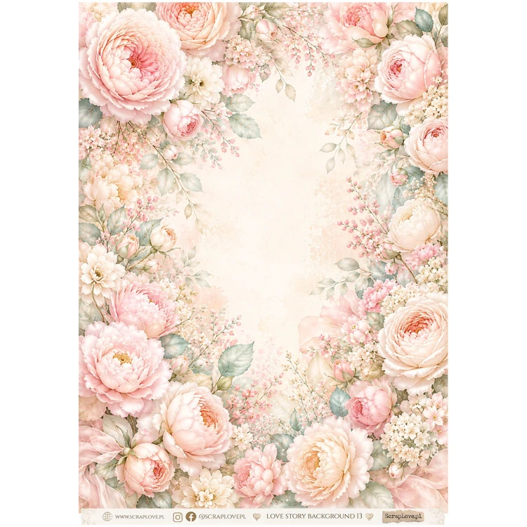 Papier ryżowy A4 - Scraplove -  Love Story Background 13 #1