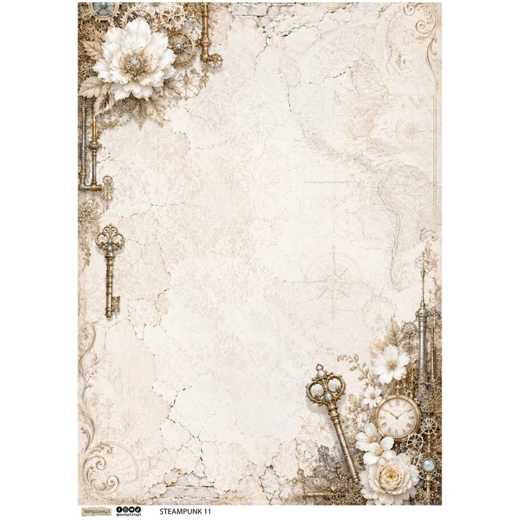 Papier ryżowy A4 - Scraplove -  Steampunk 11 #1
