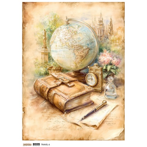 Papier ryżowy A4 - Scraplove -  Travel 6 #1