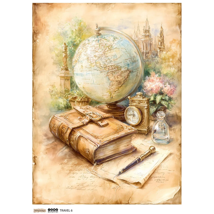 Papier ryżowy A4 - Scraplove -  Travel 6 #1