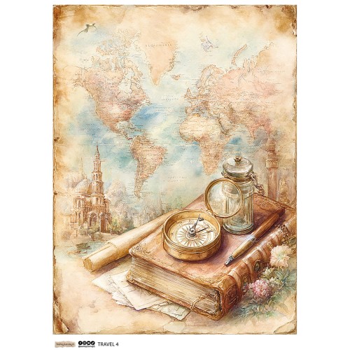 Papier ryżowy A4 - Scraplove -  Travel 4 #1