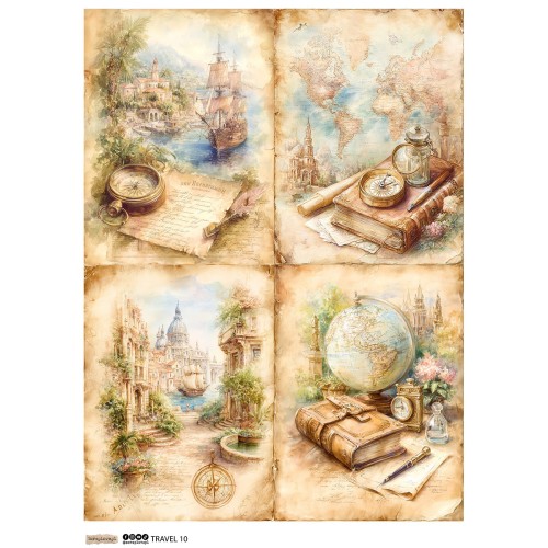 Papier ryżowy A4 - Scraplove -  Travel 10 #1