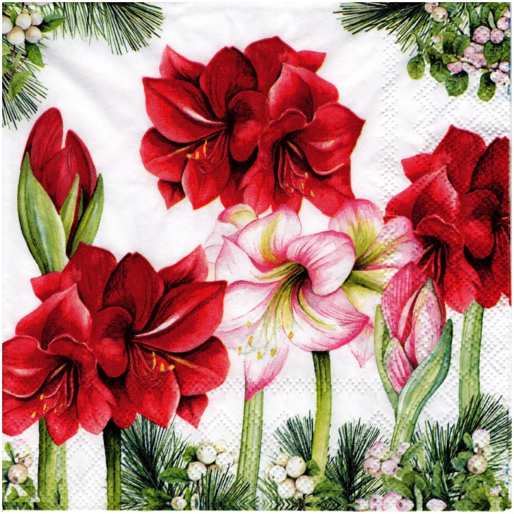 Serwetka do decoupage 33x33cm - Blooming amarylis #1