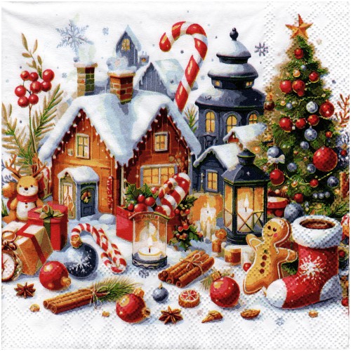 Serwetka do decoupage 33x33cm - Christmas scenery #1