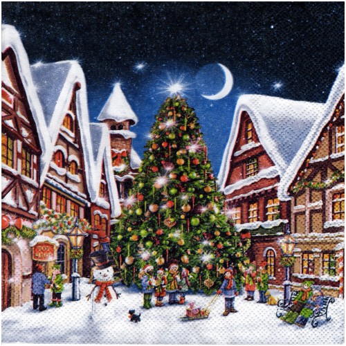 Serwetka do decoupage 33x33cm - Christmas market świąteczne miasteczko #1